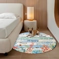 thumbnail image 3 of Round Area Rug 3ft,Nautical Starfish Coral Fish on Stamp Wooden Washable Carpet Non-Slip Runner Accent Rugs Indoor Floor Mat for Bedroom Living Room Decor,Marine Creature Theme, 3 of 9