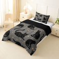 thumbnail image 3 of jejeloiu Glitter Print Black Cat Twin Comforter Sets For Kids,Gold Cute Stars Print Bedding Set For Girls,Reversible,2 Pieces, 3 of 8