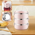 thumbnail image 4 of Bxaolu Lunch Box, Stackable 3 Layers Containers, Portable 23.5OZ Capacity Leakproof Round Bento Box, Microwave Safe Lunch Box Food Container for Adults, Home Office Supplies, Pink, 4 of 8