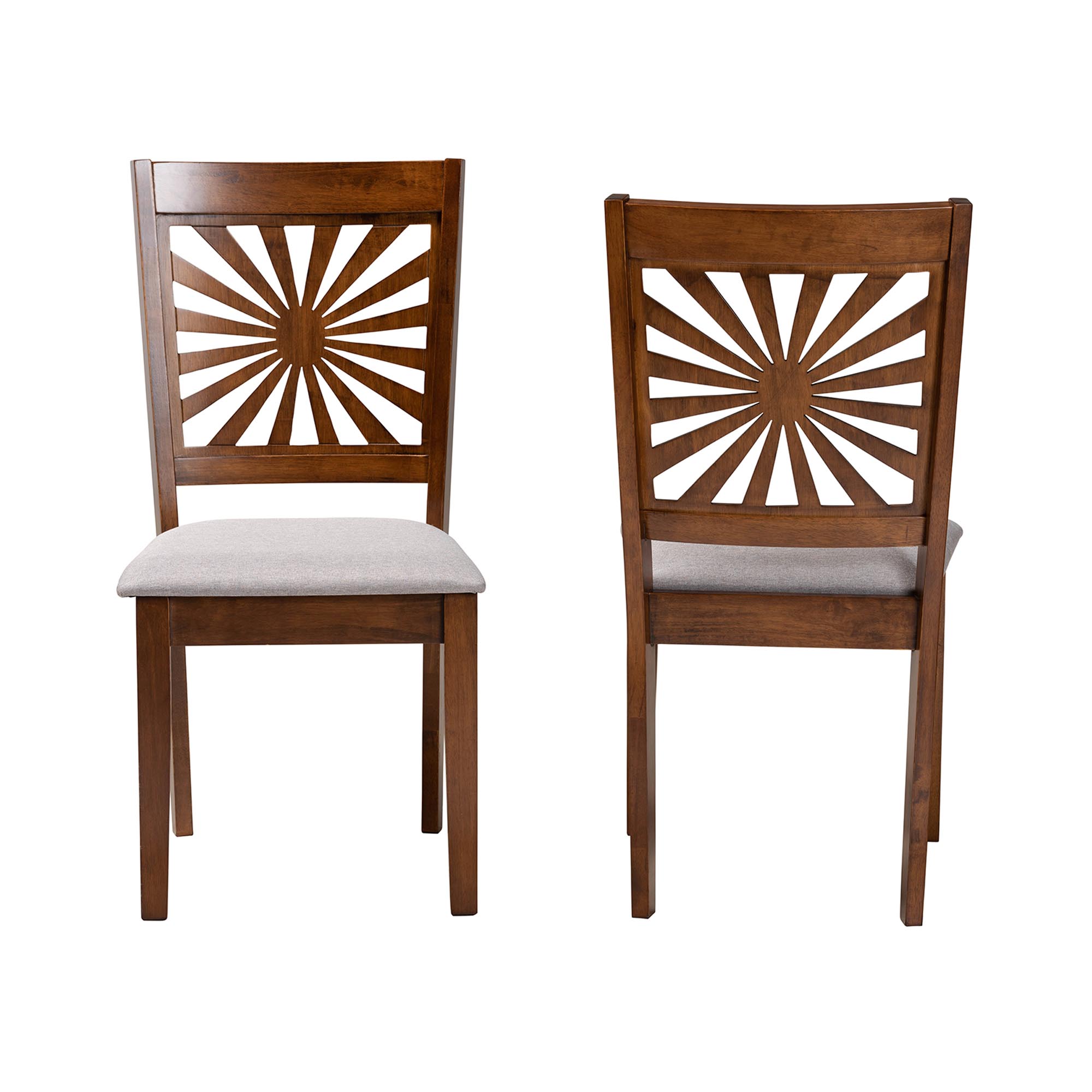 Baxton Studio Olympia Modern Grey Fabric and Walnut Brown Finished Wood 2-Piece Dining Chair Set