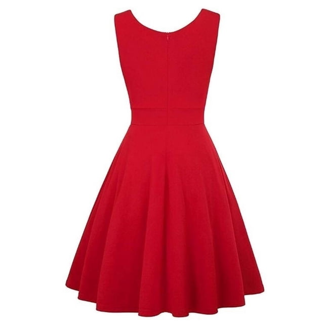 Minnieouse Vestido corto plisado, vestido veraniego de cintura alta, playa, vacaciones, escuela, graduación, fiesta, noche, verano, ropa femenina, Vestidos Rojo S Minnieouse AP010963-01