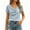 #435-Light Blue, variant on Women's Off Shoulder T-Shirt Ruched Waist Cinched Detail Short Sleeve Curved Neck Miu Fitted Cropped Silhouette Summer Fashion Base Blouse