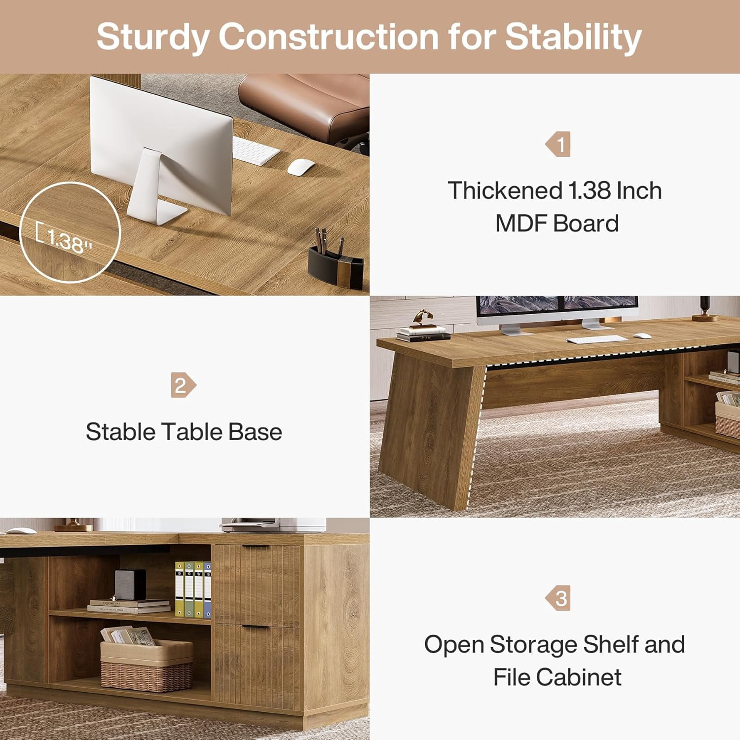 Tribesigns L Shaped Executive Desk with Storage, 78 Inch Large Computer Table, Corner Home Office Desk with Shelves