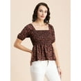 thumbnail image 2 of Moomaya Womens Printed Smocked Top, Puff Elbow Sleeves, Square Neck Top, 2 of 8