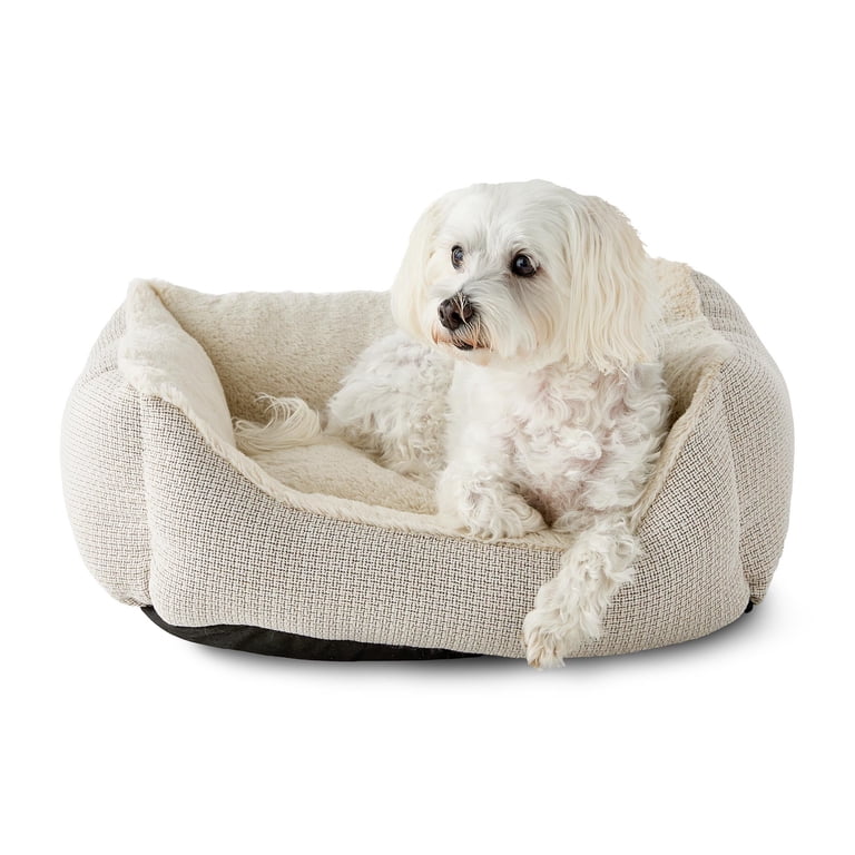 Vibrant Life Small Luxe Cuddler Dog Bed, Cream, 17" x 21" photo 1