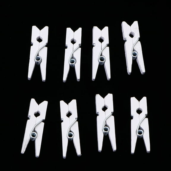 HINTRMENT Mini Wood Clips White 300Pcs 0.2X1in