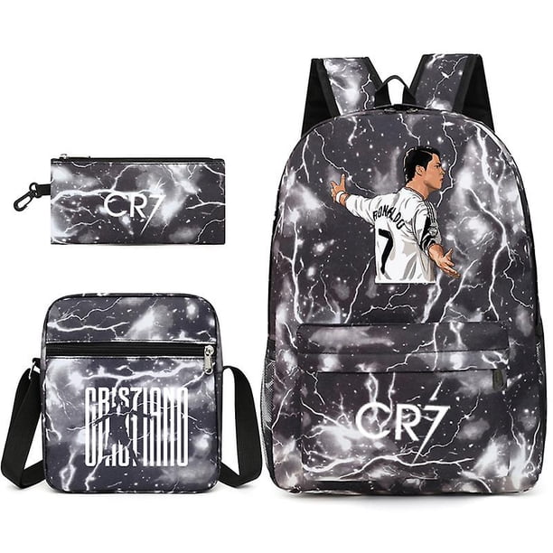 Football Star C Ronaldo Cr7 Printed Backpack Around The Student Three-piece Backpack.