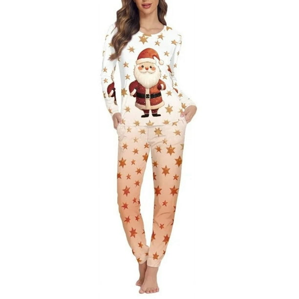 Pijama informal de diseño navideño para mujer, ropa de dormir acogedora, jersey de manga larga, ropa de dormir para primavera, envío directo