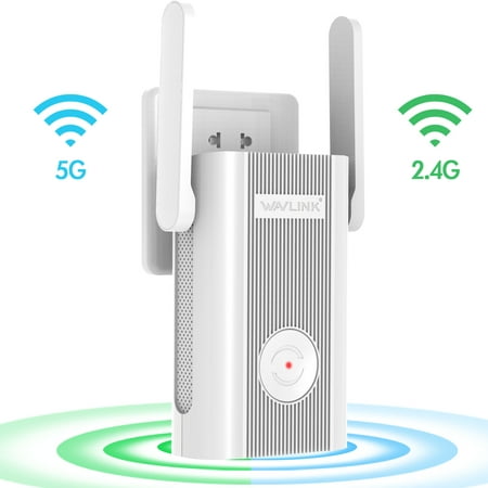 WAVLINK 1200Mbps Dual Band Wi-Fi Extender, Wireless Repeater Range Extender, 2 x 5DBi Antennas Signal WiFi Booster Repeater/AP Mode,Plug and Play, WPS, Support Any (Best Way To Improve Wifi Signal)