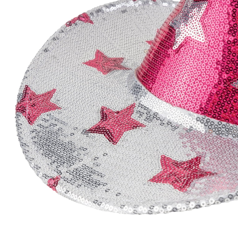 Love HER Sequin Cowgirl Hat Adjustable Multicolor Pink and  display picture 2