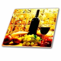 3dRose, Wine Bread Cheese Grapes, 8 Inch Ceramic Tile