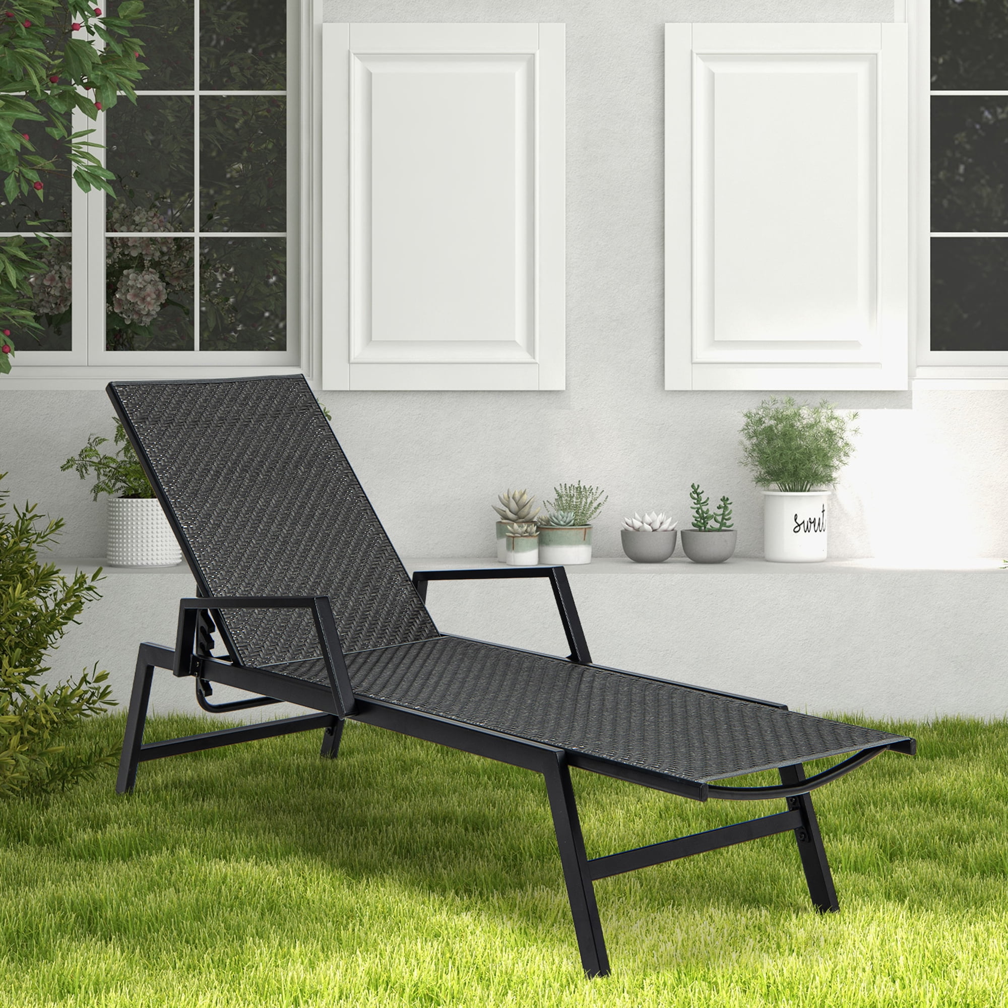 Mainstays Henderson Wicker Outdoor Chaise Lounge Set of 2 Walmart