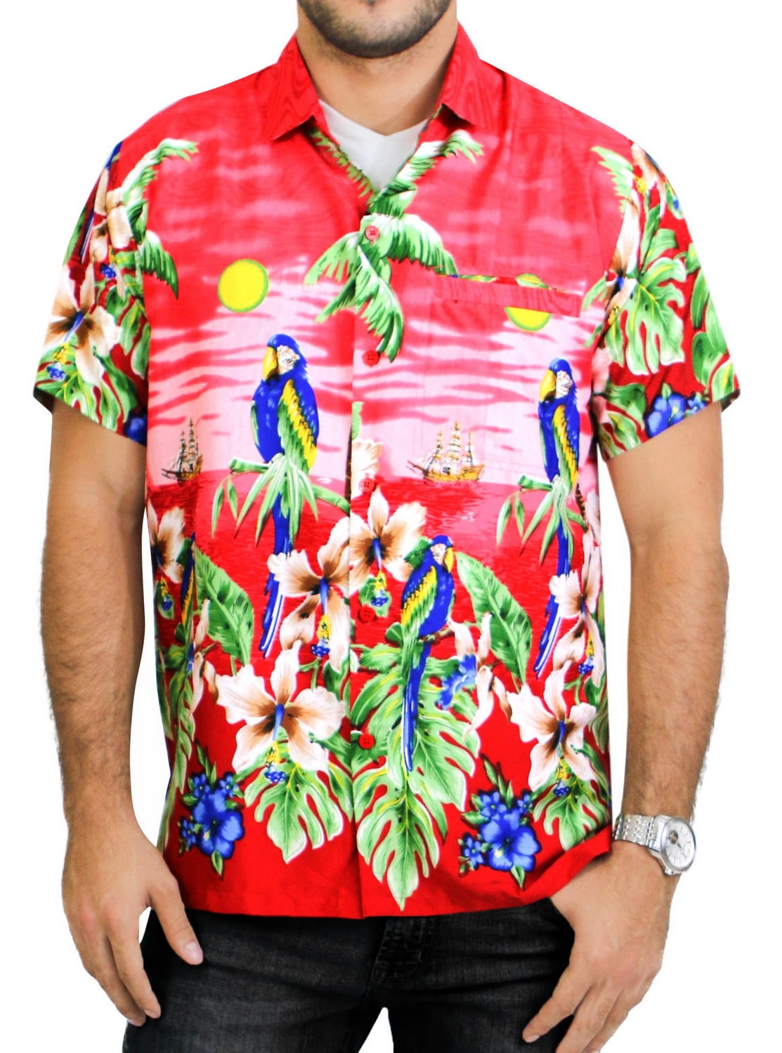 HAPPY BAY Men's 3D HD Ugly Funny Pool Beach Camp Short Sleeve Hawaiian Shirt 