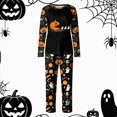 thumbnail image 2 of TOWED22 Women‘s Halloween Pumpkin Print Pajama Set, Long Sleeve Crew Neck Sleepwear with Pants, Cozy Matching Family Holiday Outfit,S, 2 of 7