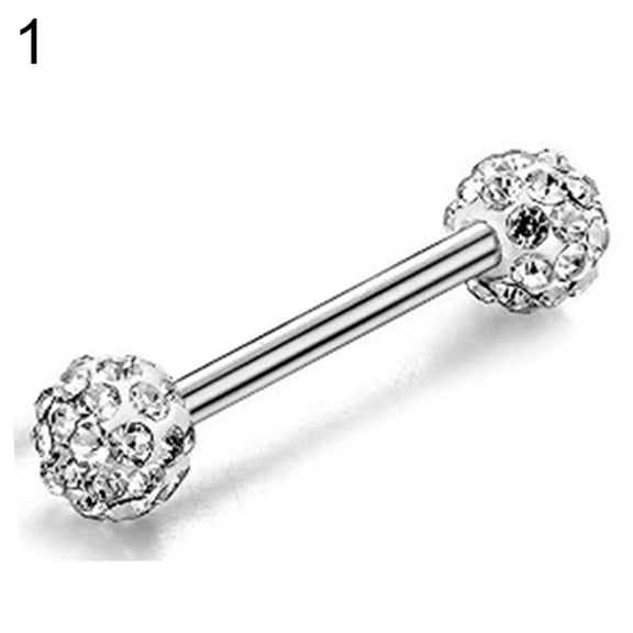 Ayyufe Pack Of 1/ 4 Rhinestone Round Ball Tongue Nose Stud Nipple Lip Piercing Women