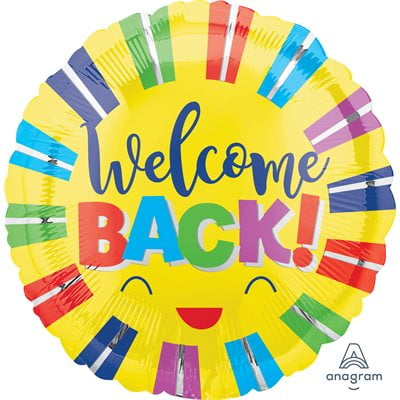 Welcome Back Colorful Stripes Foil Balloon – Perfect Birthday Decoration with Superior Float Time & Self-Sealing Valve – 1 Count – Essential Party Supplies for Memorable Celebrations!