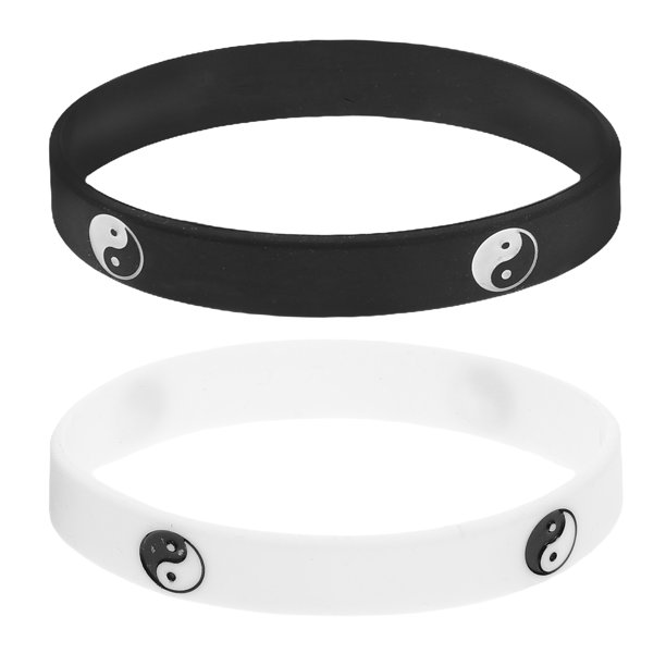 ColoMX 2 piezas de pulsera de silicona pulsera de goma yin yin pulseras de pulsera de estilo chino regalos
