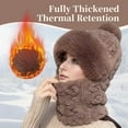 thumbnail image 4 of Ayprnig Cute Winter Hat Hooded Scarf Beanie Balaclava Women Balaclava Hat, Wind-Resistant Hat Cap Scarf, Plush Lined, Face Cover for Cold Weather Knitted Balaclava Beige, 4 of 9