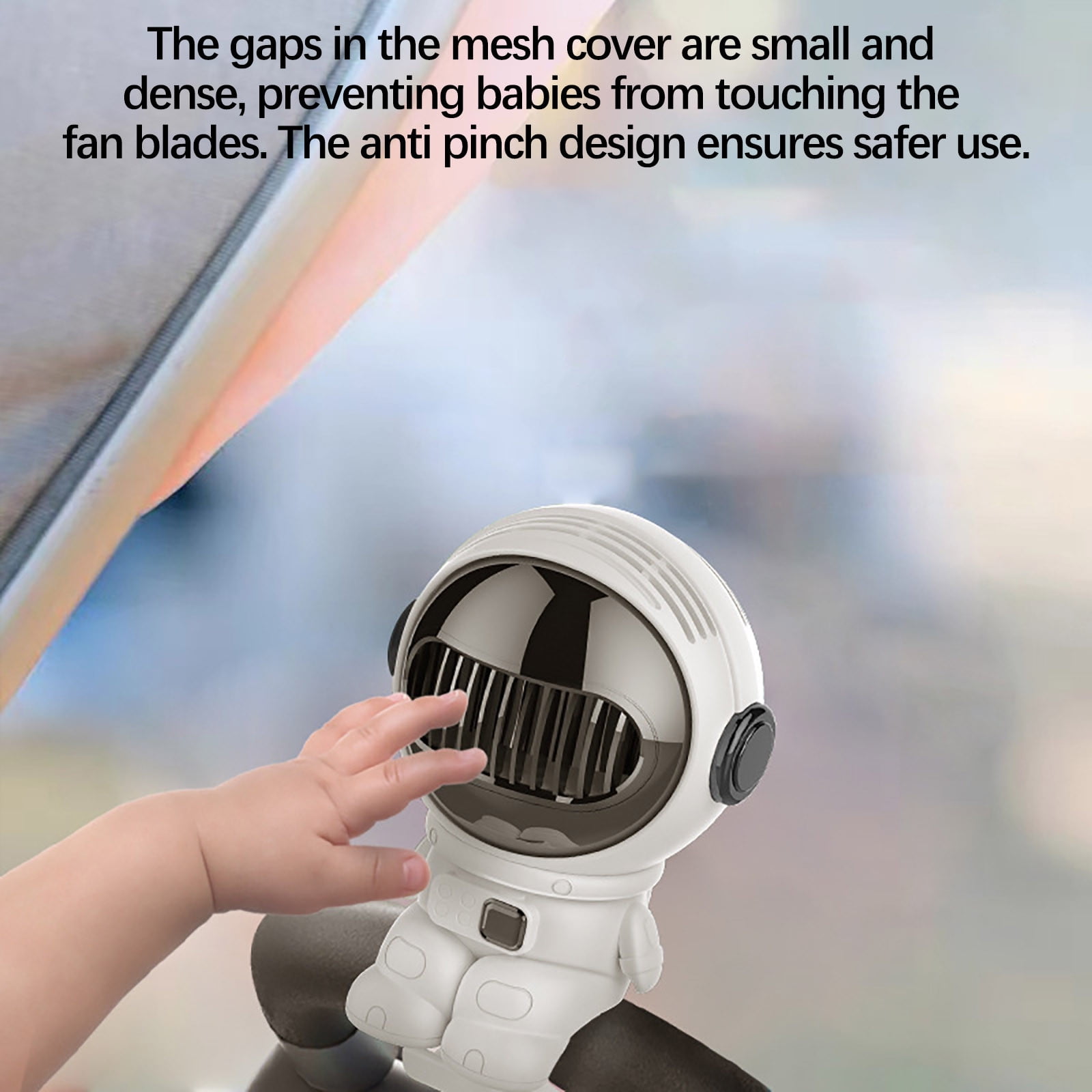 Ruhiku GW Portable Fan for Baby Stroller, Battery Operated Fan USB Charging, Car Seat Fan with 3 Speeds, Air Turbo Tech, Low Noise Mini Clip on Fan Baby Fan for Stroller and Car Seat, White