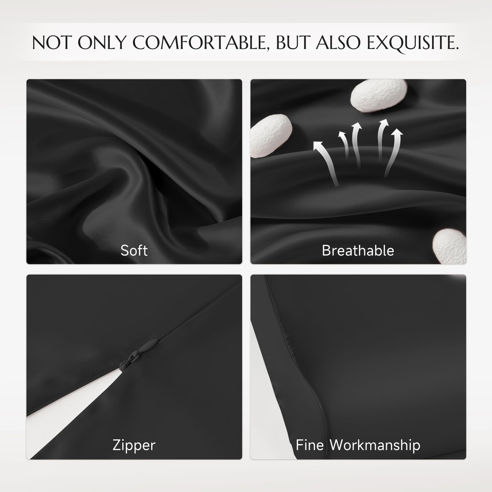 THXSILK Silk Contour Pillowcase, 19 Momme Silk Cervical Pillowcase, Neck Pillowcase, Wave Shape Pillow Case, 100% Pure Mulberry Silk, Black