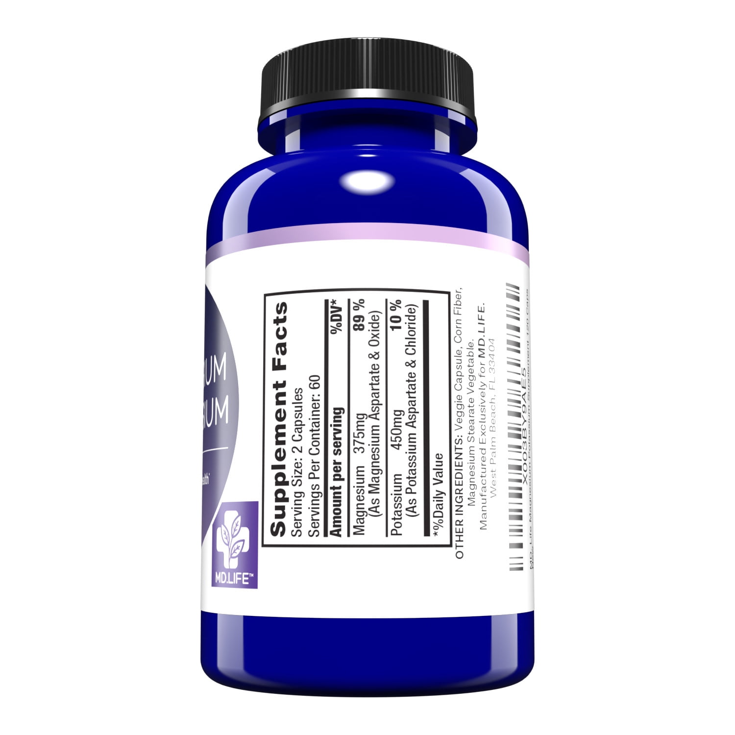MD. Life Magnesium Potassium Supplement - 120 Ct