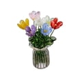 thumbnail image 2 of Miniature Glass Flower Bouquet Ornament, Handcrafted Decorative Glass Flowers in Ribbed Vase for Home Office Desk Shelf Decor, Unique Collectible Gift, 2.36 Inches Tall,H, 2 of 6