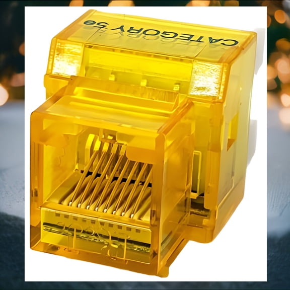 Buy One Get One FREE-R.J. Enterprises - Cat5e Keystone Jack, 180-degree, Yellow (25 Pcs)
