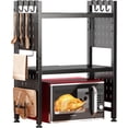 thumbnail image 1 of Expandable Microwave Stand,Heavy Duty 3-Tier Adjustable Height Microwave Oven Rack with 9 Hooks, Towel Rack, and Cutting Board Holder, Countertop Kitchen Shelf Organizer, Holds up to 180 lbs, Black, 1 of 9