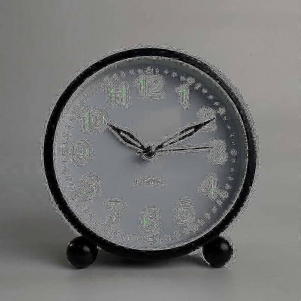 Silent Alarm Clock - Non Ticking Analog Alarm Clocks With Warm Light - Minimalistic Round -gt f26