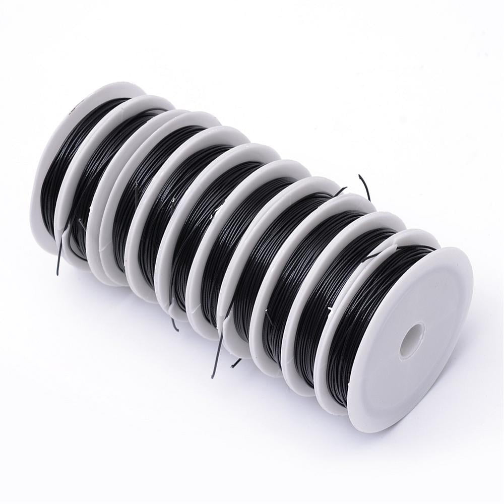 Tiger Tail Wire Nylon-coated Stainless Steel Black 20 Gauge(0.8mm) about 59.05 Feet(18m)/roll 10 rolls/group