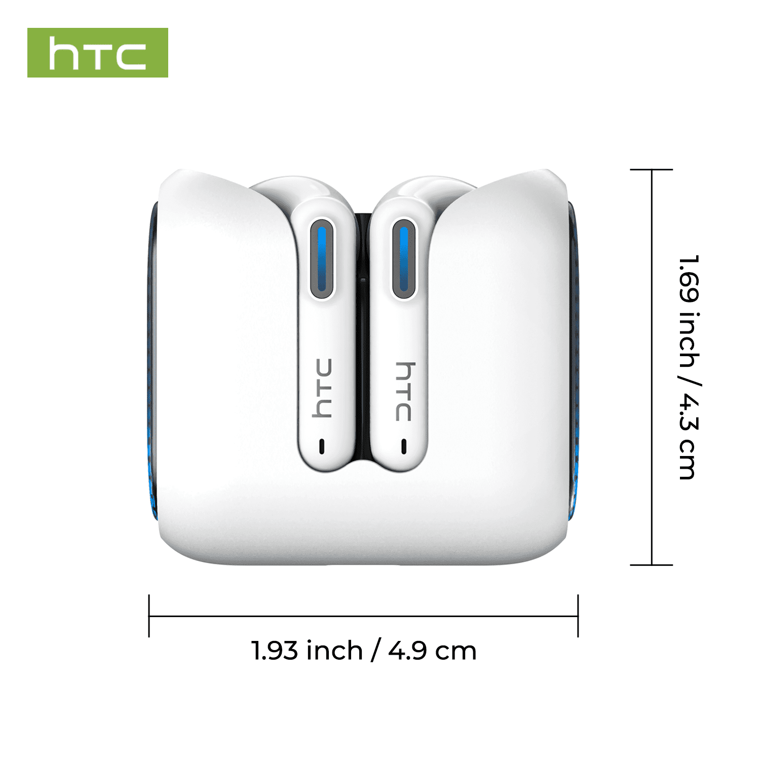 HTC NE49 Wireless Bluetooth Earbuds,In-Ear Headphones,IPX5 Waterproof, Short Handle Design, for Work, Sports and Offical,TWS Earphones,White