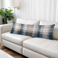 thumbnail image 2 of Blue Brown Plaid Body Pillow Covers, Modern Abstract Striped Gingham Checked Soft Throw Pillow Cases with Invisible Zipper, Decorative Pillowcase Pillows Protectors for Sofa Bed Couchair 20"x54", 2 of 9