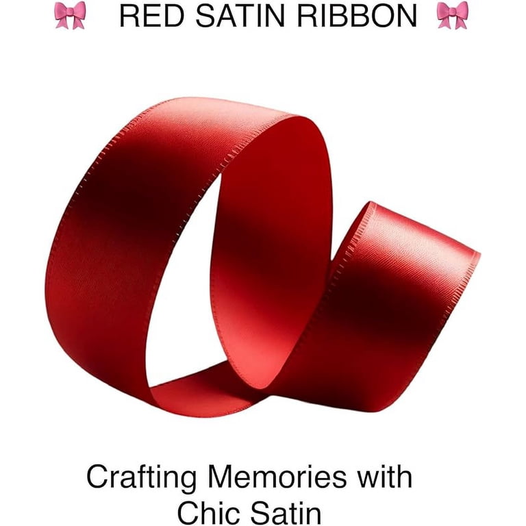 Oubest Red Double Face Satin Ribbon 6 Roll Set - 1/4 To 1.5 Inch Width For Gift Wrapping, Crafts, Bouquets (60 Yards Total)