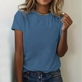 thumbnail image 2 of Tanghaowl Womens T Shirts, Women's Classic Versatile Daily Short Sleeved Solid Color Casual Round Neck Shirt Navy M, 2 of 5