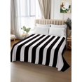 thumbnail image 2 of Black Striped Flat Sheet Only Twin Size, Soft Breathable Bed Top Sheets for Mattress, Modern Farmhouse Black White Stripes Luxury Bedding Flat Sheets for Home Hotel Bedroom Bed Protection, 2 of 9
