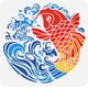 thumbnail image 1 of Plantilla Koi para pintar, 30x30 cm (11,8x11,8 pulgadas), carpa grande, reutilizable, patrón de pez de la suerte, plantilla de dibujo, tema animal, estilo oriental, decoración de pared y suelo, 1 of 9