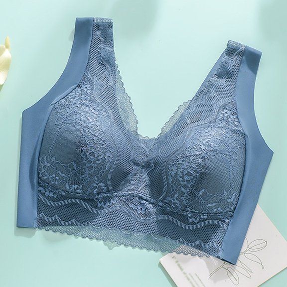 Vedolay Plus Size Lingerie For Women Women's Butterfly Effect Minimizer Bra,Blue 4XL