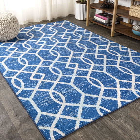 JONATHAN Y MOROCCAN HYPE 5 x 8 Area Rug, Asilah Ogee Fretwork - Blue/Gray, MOH104B-5