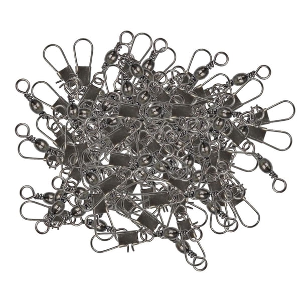pieza de 100 Barriles Giratorios con Conector a de Seguridad Anillos de Metal Pin de Pesca