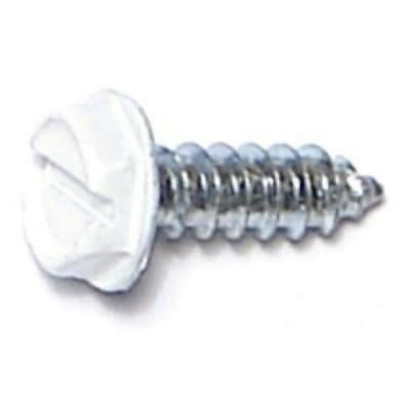 #7 x 1/2" White Painted Zinc Plated Steel Slotted Hex Washer Head Gutter Screws SMSHWS-143