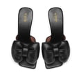 thumbnail image 3 of YDN Women's Bows Open Toe Slides Sandals Rhinestone Block Low Heeled Slip On Mules Casual Shopping Shoes Size 7 Black, 3 of 4