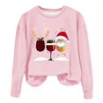 thumbnail image 4 of ClodeEU Christmas Pullover For Womens，Round Neck Three-Quarter Sleeve Blouse ，Loose Casual Tshirt Top Pink,Womens Plus XXL, 4 of 4