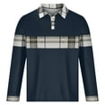 thumbnail image 4 of Zylanna Men's Long Sleeve Polo Shirts, Color Block Slim Fit Turndown Collar Spring Fall Casual Pullover Tops for Man Navy, 4 of 6