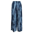 thumbnail image 5 of YIFUNIN Women's Printed Wide Leg Straight Pants with Lace-Up Detail & Side Slit, Casual Flowy Trousers for Bohemian Style, Lightweight Fabric,Blue L, 5 of 5