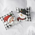 thumbnail image 5 of Black and White Plaid Christmas Pillows Covers 18x18 Set of 2 Winter Snowman and Santa Claus Pillow Cases Snowflakes Cushion Cases Home Decor for Living Room Bed Sofa, 5 of 6