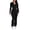 Black, variant on Two Piece Sets for Women Outfits Ribbed V Neck Top Flare Pants Set Track Suits Long Sleeve Top Jogger Legging Pants Lounge Workout Sets for women Navy Blue L