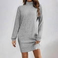 thumbnail image 2 of qelini Turtleneck Dresses for Women Long Sleeve Solid Dropped Shoulder Mini Sweater Dress Winter Warm Dresses, 2 of 7