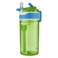 thumbnail image 2 of Contigo Kids 2-in-1 Snack Hero Tumbler Featuring 4oz Snack Holder Stacked on Top of 13oz Water Bottle - BPA Free, Durable Tritan w/Flexible Carry Handle & Spill-Proof Valve, Green & Blue – 2 Pack, 2 of 7