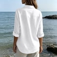thumbnail image 5 of VBVC Women's Cotton-Linen Button Down Shirt , Ladies' Lightweight Long Sleeve Blouse , Casual Collared Tunic For Women,White,S-2XL, 5 of 10
