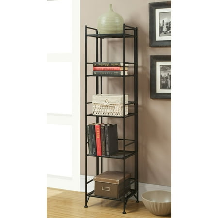 Classic Metal Finish - Convenience Concepts Designs2Go Metal Folding 5 Shelf Bookcase, Black Finish